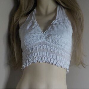 White Crochet Halter Top from Panama